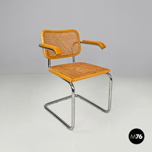 Load image into Gallery viewer, Chromed metal wood and Vienna straw chair, 1970s