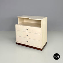 画像をギャラリービューアに読み込む, White wooden bedside table with shaped top, 1980s