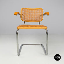 Load image into Gallery viewer, Chromed metal wood and Vienna straw chair, 1970s