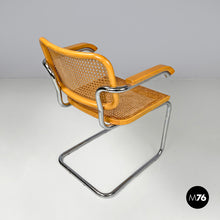 Load image into Gallery viewer, Chromed metal wood and Vienna straw chair, 1970s
