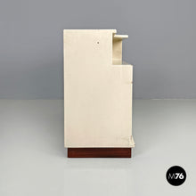 画像をギャラリービューアに読み込む, White wooden bedside table with shaped top, 1980s