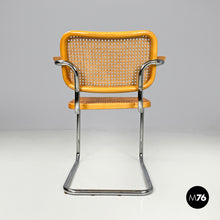 Load image into Gallery viewer, Chromed metal wood and Vienna straw chair, 1970s