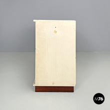 画像をギャラリービューアに読み込む, White wooden bedside table with shaped top, 1980s