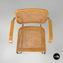 Load image into Gallery viewer, Chromed metal wood and Vienna straw chair, 1970s