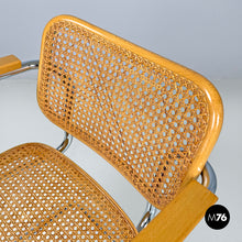 Load image into Gallery viewer, Chromed metal wood and Vienna straw chair, 1970s