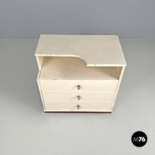 画像をギャラリービューアに読み込む, White wooden bedside table with shaped top, 1980s