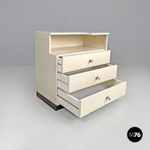 画像をギャラリービューアに読み込む, White wooden bedside table with shaped top, 1980s