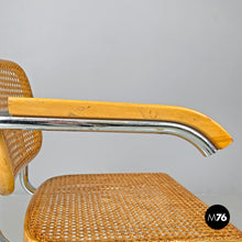 Load image into Gallery viewer, Chromed metal wood and Vienna straw chair, 1970s
