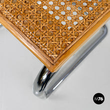 Load image into Gallery viewer, Chromed metal wood and Vienna straw chair, 1970s