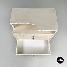 画像をギャラリービューアに読み込む, White wooden bedside table with shaped top, 1980s
