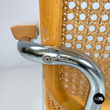 Load image into Gallery viewer, Chromed metal wood and Vienna straw chair, 1970s