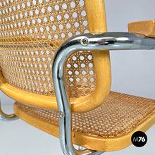 Load image into Gallery viewer, Chromed metal wood and Vienna straw chair, 1970s
