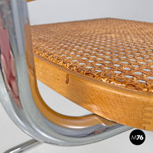 Load image into Gallery viewer, Chromed metal wood and Vienna straw chair, 1970s
