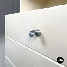 画像をギャラリービューアに読み込む, White wooden bedside table with shaped top, 1980s