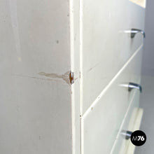 画像をギャラリービューアに読み込む, White wooden bedside table with shaped top, 1980s