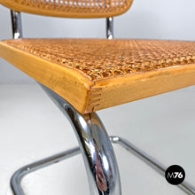 Load image into Gallery viewer, Chromed metal wood and Vienna straw chair, 1970s