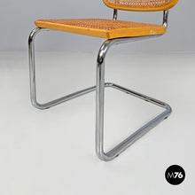 Load image into Gallery viewer, Chromed metal wood and Vienna straw chair, 1970s