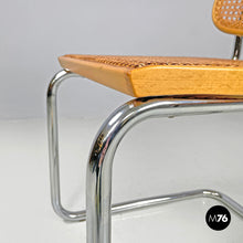 Load image into Gallery viewer, Chromed metal wood and Vienna straw chair, 1970s