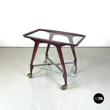 画像をギャラリービューアに読み込む, Wooden cart with two glass tops, 1950s
