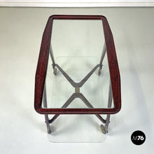 画像をギャラリービューアに読み込む, Wooden cart with two glass tops, 1950s