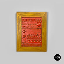 画像をギャラリービューアに読み込む, Red ceramic and golden wood sculpture painting by Carlos Carlè, 1974