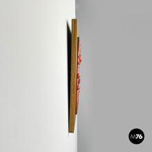 画像をギャラリービューアに読み込む, Red ceramic and golden wood sculpture painting by Carlos Carlè, 1974
