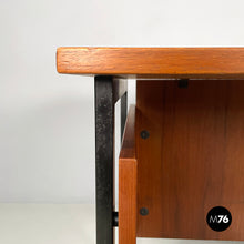 画像をギャラリービューアに読み込む, Wooden and black metal desk with three drawers, 1960s