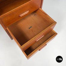 画像をギャラリービューアに読み込む, Wooden and black metal desk with three drawers, 1960s