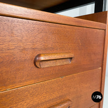 画像をギャラリービューアに読み込む, Wooden and black metal desk with three drawers, 1960s