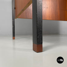 画像をギャラリービューアに読み込む, Wooden and black metal desk with three drawers, 1960s