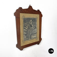 Charger l'image dans la galerie, Charcoal drawing with wooden frame, 1930s