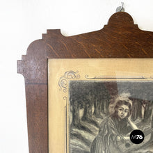 Charger l'image dans la galerie, Charcoal drawing with wooden frame, 1930s