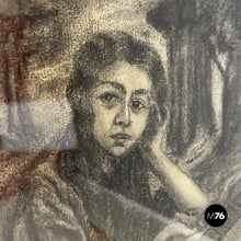 Charger l'image dans la galerie, Charcoal drawing with wooden frame, 1930s