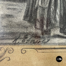 Charger l'image dans la galerie, Charcoal drawing with wooden frame, 1930s