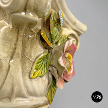 Charger l'image dans la galerie, Ceramic column pedestal with flowers, 1970s