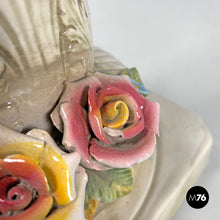 Charger l'image dans la galerie, Ceramic column pedestal with flowers, 1970s