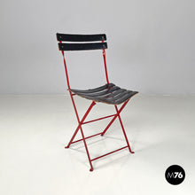 画像をギャラリービューアに読み込む, Red and black Celestina folding chair by Marco Zanuso for Zanotta, 1970s