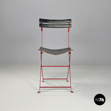 画像をギャラリービューアに読み込む, Red and black Celestina folding chair by Marco Zanuso for Zanotta, 1970s
