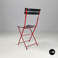 画像をギャラリービューアに読み込む, Red and black Celestina folding chair by Marco Zanuso for Zanotta, 1970s