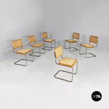 画像をギャラリービューアに読み込む, Wood, steel and Vienna straw Cesca style chairs, 1970s