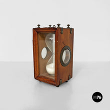 Load image into Gallery viewer, Glass and wood hourglass, 1850s