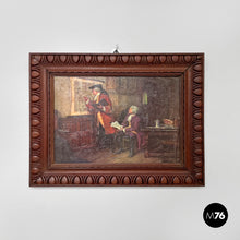 画像をギャラリービューアに読み込む, Picture with wooden decorated frame, 1960s