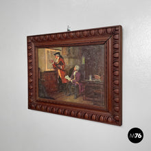 画像をギャラリービューアに読み込む, Picture with wooden decorated frame, 1960s