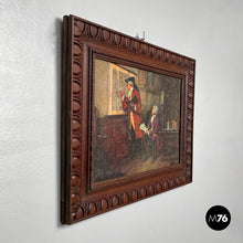 画像をギャラリービューアに読み込む, Picture with wooden decorated frame, 1960s