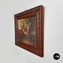 画像をギャラリービューアに読み込む, Picture with wooden decorated frame, 1960s