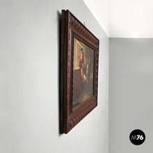 画像をギャラリービューアに読み込む, Picture with wooden decorated frame, 1960s