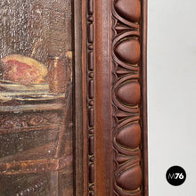 画像をギャラリービューアに読み込む, Picture with wooden decorated frame, 1960s