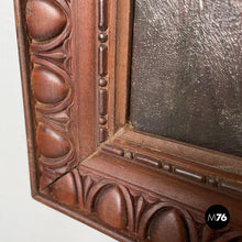 画像をギャラリービューアに読み込む, Picture with wooden decorated frame, 1960s