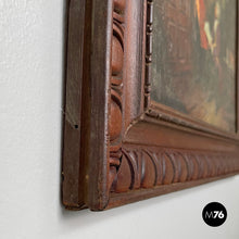 画像をギャラリービューアに読み込む, Picture with wooden decorated frame, 1960s