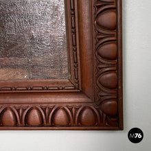 画像をギャラリービューアに読み込む, Picture with wooden decorated frame, 1960s